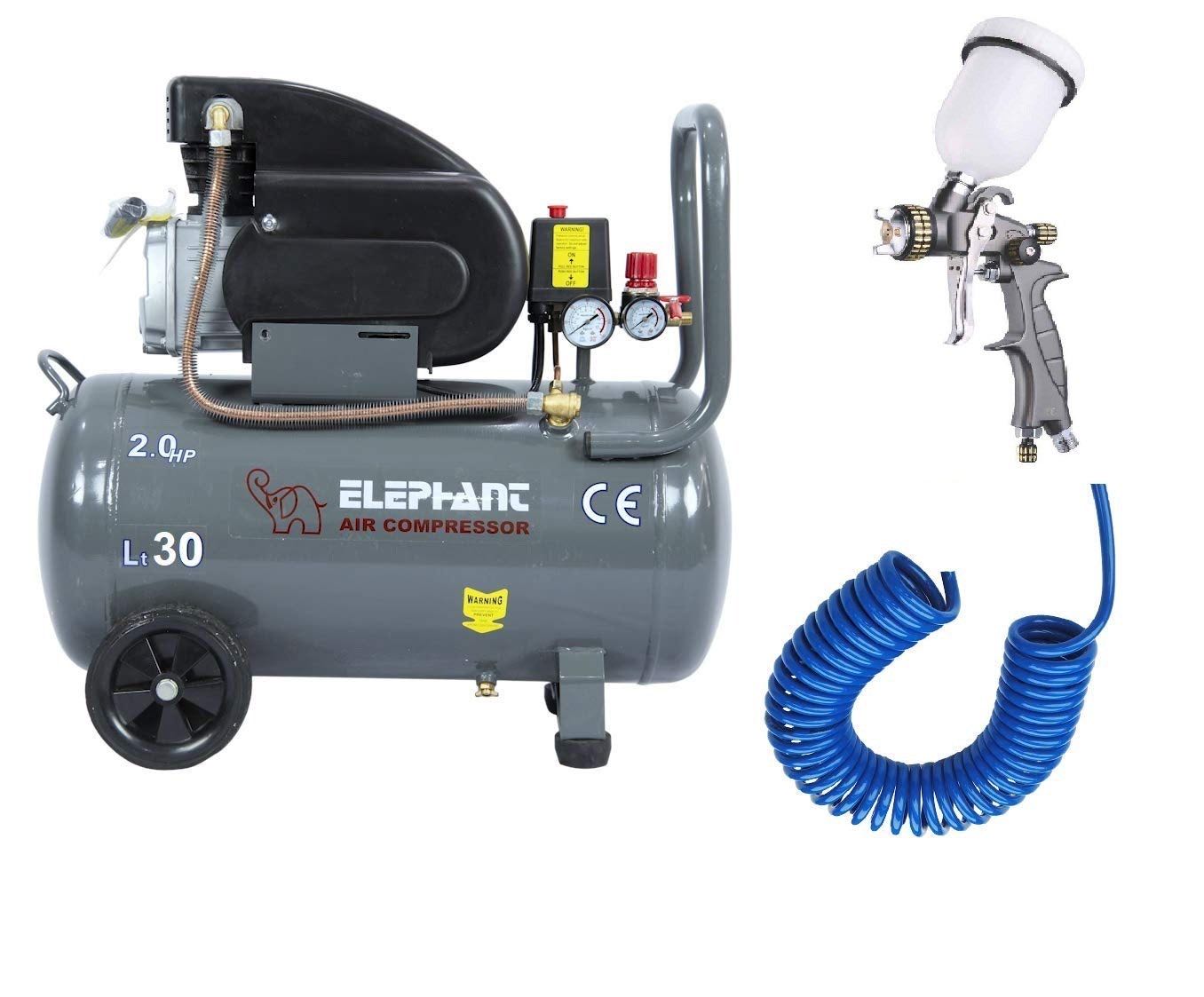 Elephant Air Compressor 30 L 2 HP AC30C with Paint Spray Gun