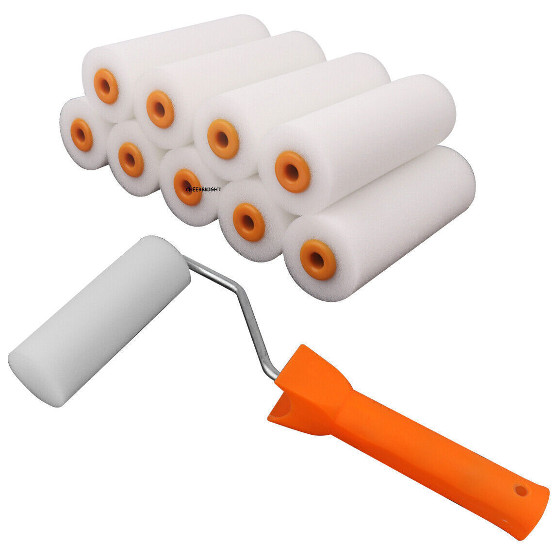 4   6in (100150mm) Paint Roller Set - Foam Sponge Brush, Handle Frame, Covers