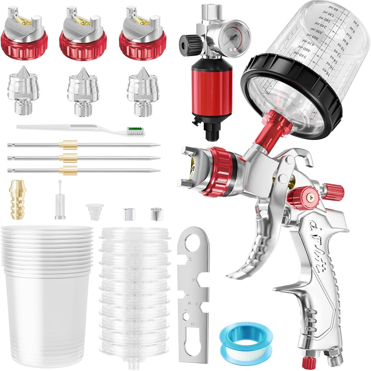 HVLP Spray Gun with Air Compressor Regulator